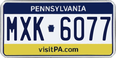 PA license plate MXK6077