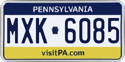 PA license plate MXK6085