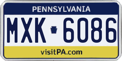 PA license plate MXK6086