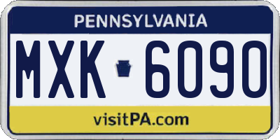 PA license plate MXK6090
