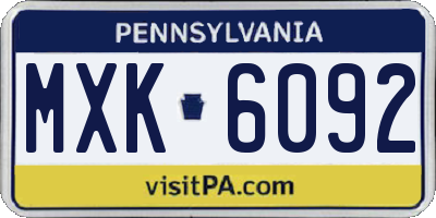 PA license plate MXK6092