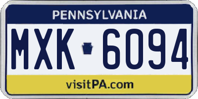 PA license plate MXK6094
