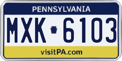 PA license plate MXK6103