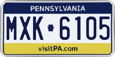 PA license plate MXK6105