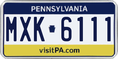 PA license plate MXK6111