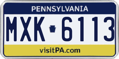 PA license plate MXK6113