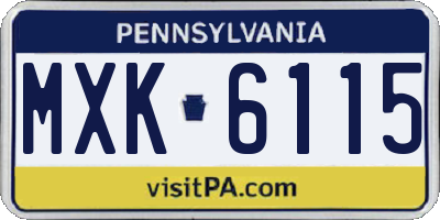 PA license plate MXK6115