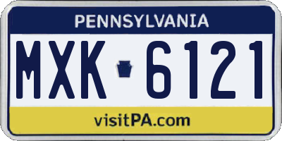 PA license plate MXK6121