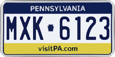 PA license plate MXK6123