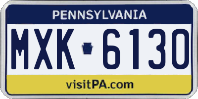 PA license plate MXK6130