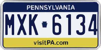 PA license plate MXK6134