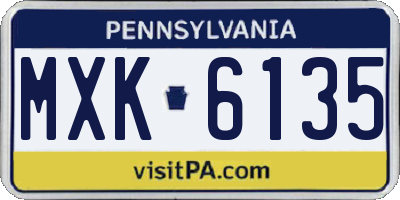 PA license plate MXK6135