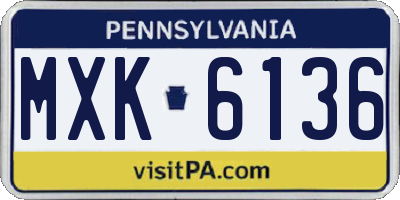 PA license plate MXK6136