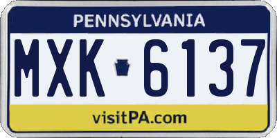 PA license plate MXK6137