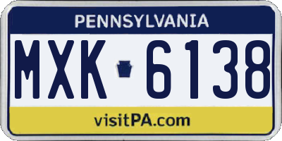 PA license plate MXK6138