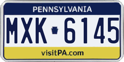 PA license plate MXK6145