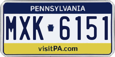 PA license plate MXK6151
