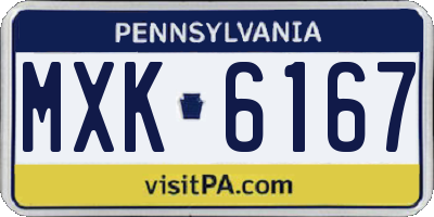 PA license plate MXK6167