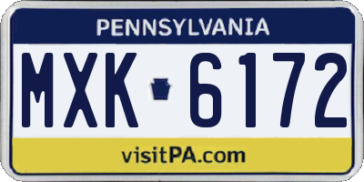 PA license plate MXK6172