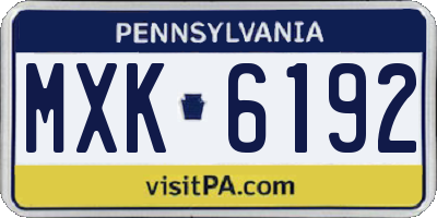 PA license plate MXK6192