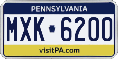 PA license plate MXK6200