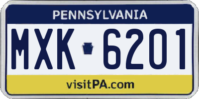 PA license plate MXK6201