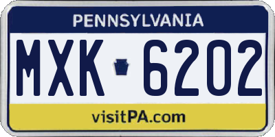 PA license plate MXK6202