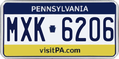 PA license plate MXK6206