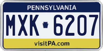 PA license plate MXK6207