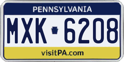PA license plate MXK6208