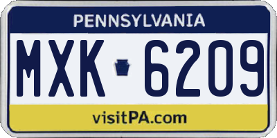 PA license plate MXK6209