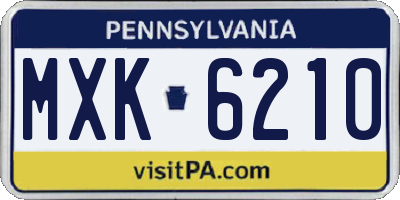 PA license plate MXK6210