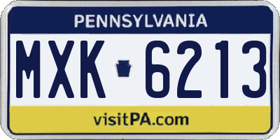 PA license plate MXK6213