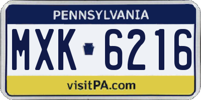 PA license plate MXK6216
