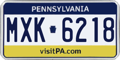 PA license plate MXK6218