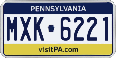 PA license plate MXK6221