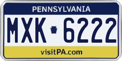 PA license plate MXK6222