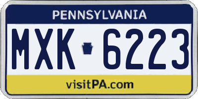 PA license plate MXK6223