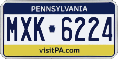 PA license plate MXK6224