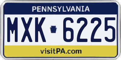 PA license plate MXK6225