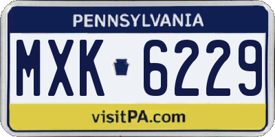 PA license plate MXK6229