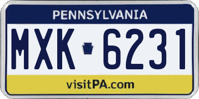 PA license plate MXK6231