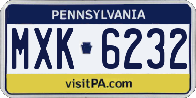 PA license plate MXK6232