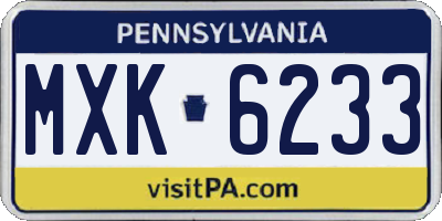 PA license plate MXK6233