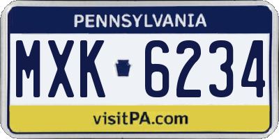 PA license plate MXK6234