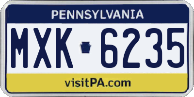 PA license plate MXK6235