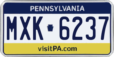 PA license plate MXK6237