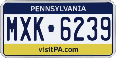 PA license plate MXK6239