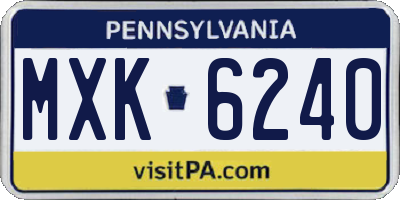 PA license plate MXK6240