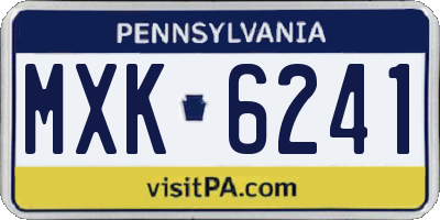 PA license plate MXK6241